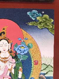 Tibetan Thangka Of White Tara With [real Gold]