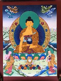 Tibetan Thangka Of Shakyamuni Buddha With [real Gold]