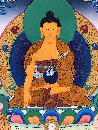 Tibetan Thangka Of Shakyamuni Buddha With [real Gold]