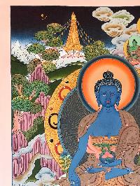 Tibetan Thangka Of Medicine Buddha Aka [sangye Menla]