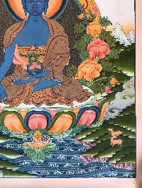 Tibetan Thangka Of Medicine Buddha Aka [sangye Menla]