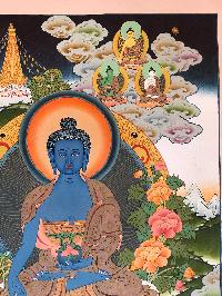 Tibetan Thangka Of Medicine Buddha Aka [sangye Menla]