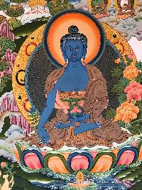 Tibetan Thangka Of Medicine Buddha Aka [sangye Menla]