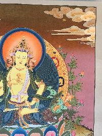 Tibetan Thangka Of Vajrasattva [light Color], Real Gold