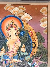 Tibetan Thangka Of White Tara [light Color], Real Gold