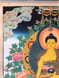 Tibetan Thangka Of Shakyamuni Buddha [light Color], Real Gold