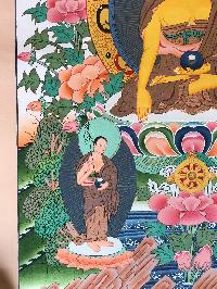 Tibetan Thangka Of Shakyamuni Buddha [light Color], Real Gold