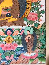 Tibetan Thangka Of Shakyamuni Buddha [light Color], Real Gold