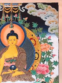 Tibetan Thangka Of Shakyamuni Buddha [light Color], Real Gold