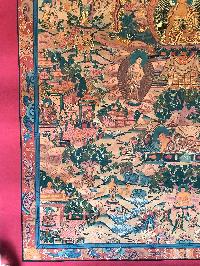 Tibetan Thangka Of Buddha Life Story