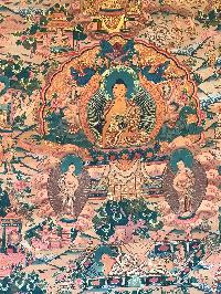 Tibetan Thangka Of Buddha Life Story