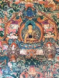 Tibetan Thangka Of Buddha Life Story