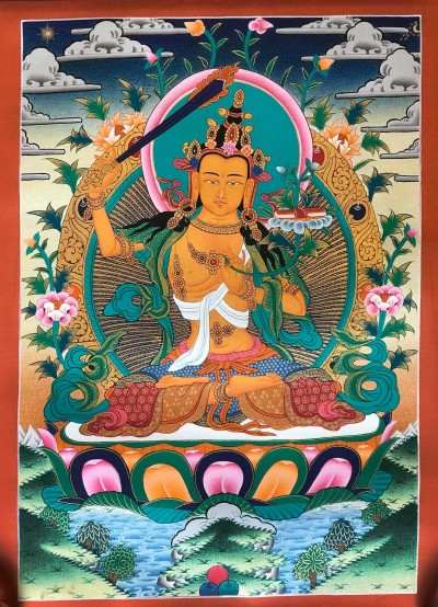 Tibetan Thangka Of Manjushri