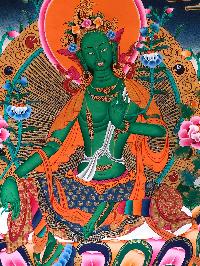 Tibetan Thangka Of Green Tara