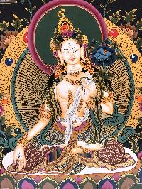 Tibetan Thangka Of White Tara