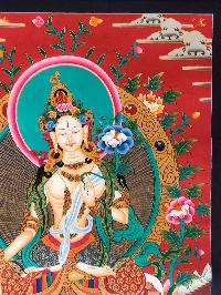 Tibetan Thangka Of White Tara