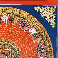 Tibetan Mantra Manda [blue On Red]