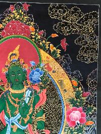 Tibetan Thangka Of Green Tara