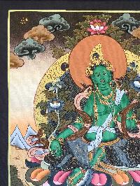 Tibetan Thangka Of Green Tara