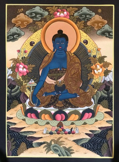 Tibetan Thangka Of Medicine Buddha