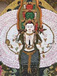 Tibetan Thangka Of Avalokitesvara [1000 Arms Lokeshvara]