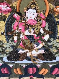 Tibetan Thangka Of Vajrasattva With Consort, [shakti], Yab-yum