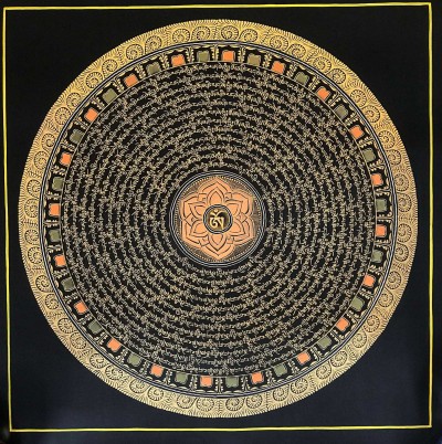 Tibetan Thangka Of Mantra Mandala