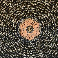 Tibetan Thangka Of Mantra Mandala