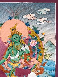 Tibetan Thangka Of Green Tara [light Color]