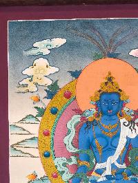 Tibetan Thangka Of Blue Buddha [light Color]