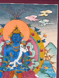 Tibetan Thangka Of Blue Buddha [light Color]