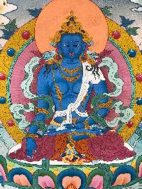 Tibetan Thangka Of Blue Buddha [light Color]