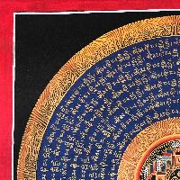 Tibetan Mantra Mandala, [blue On Black] With Mandala