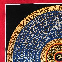 Tibetan Mantra Mandala, [blue On Black With Ashtamangala]