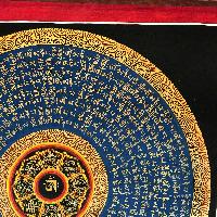 Tibetan Mantra Mandala, [blue On Black With Ashtamangala]