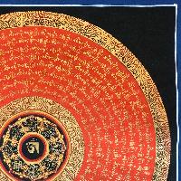 Tibetan Mantra Mandala, [black On Red] With Ashtamangala