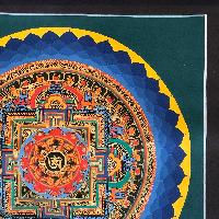 Tibetan Square Mandala With [with Hindu Om], [green And Blue], [student Mandala]