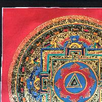 Tibetan Square Mandala With [hindi Om], [red And Blue 2], [student Mandala]
