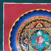 Tibetan Square Mandala With [hindi Hum], [red And Blue], [student Mandala]