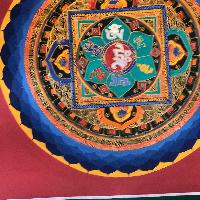 Tibetan Square Mandala With [hindi Hum], [red And Blue], [student Mandala]