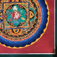 Tibetan Square Mandala With [hindi Hum], [red And Blue], [student Mandala]