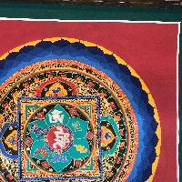 Tibetan Square Mandala With [hindi Hum], [red And Blue], [student Mandala]