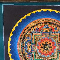 Tibetan Square Mandala With [hindi Om], [black And Dark Blue 2], [student Mandala]