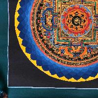 Tibetan Square Mandala With [hindi Om], [black And Dark Blue 2], [student Mandala]