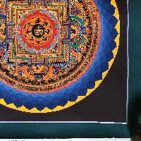 Tibetan Square Mandala With [hindi Om], [black And Dark Blue 2], [student Mandala]