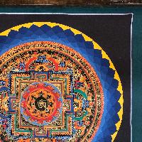 Tibetan Square Mandala With [hindi Om], [black And Dark Blue 2], [student Mandala]