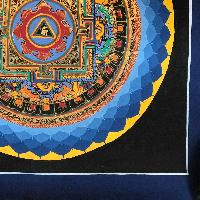 Tibetan Square Mandala With [hindi Om], [black And Light Blue], [student Mandala]