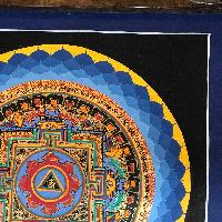 Tibetan Square Mandala With [hindi Om], [black And Light Blue], [student Mandala]