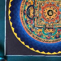 Tibetan Square Mandala With [hindi Om], [black And Dark Blue]