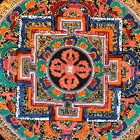 Tibetan Square Mandala With [double Dorje], [black]